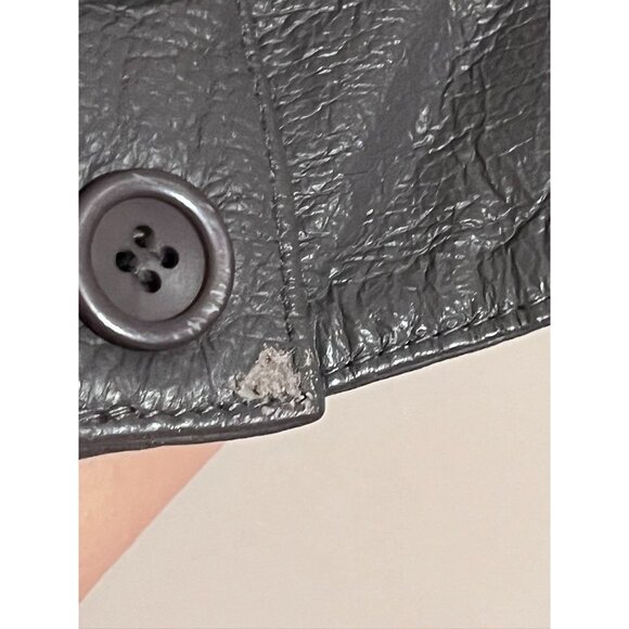 Vintage Leather Jacket Gray 8P Neutral Blazer Tailored Classic Chic Western 80s - Picture 14 of 14